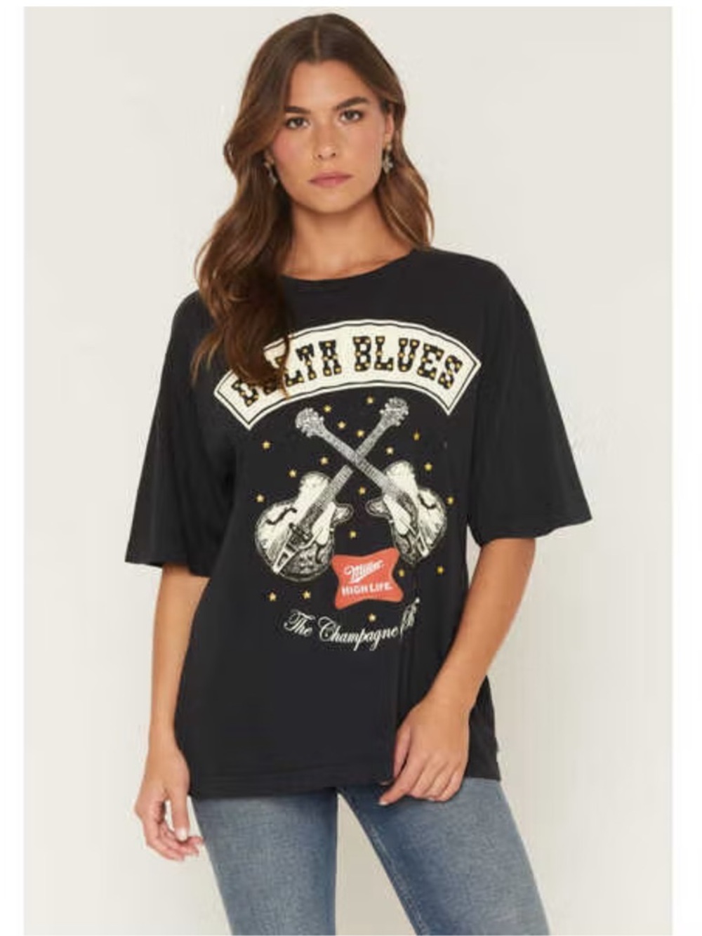 Miller High Life Delta Blues Graphic Tee - oversized